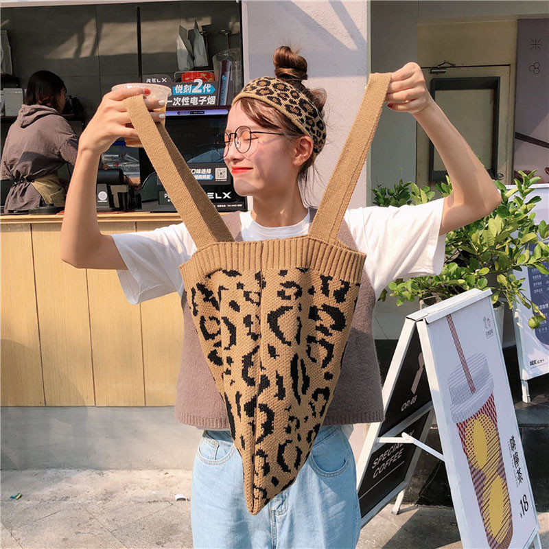 Hylhexyr Fashion Handle Handle Τσάντες Γυναικείες πλεκτές τσάντες αγορών Πτυσσόμενη τσάντα ύφανσης λεοπάρδαλης εκτύπωσης Τσάντες ώμου Casual Totes