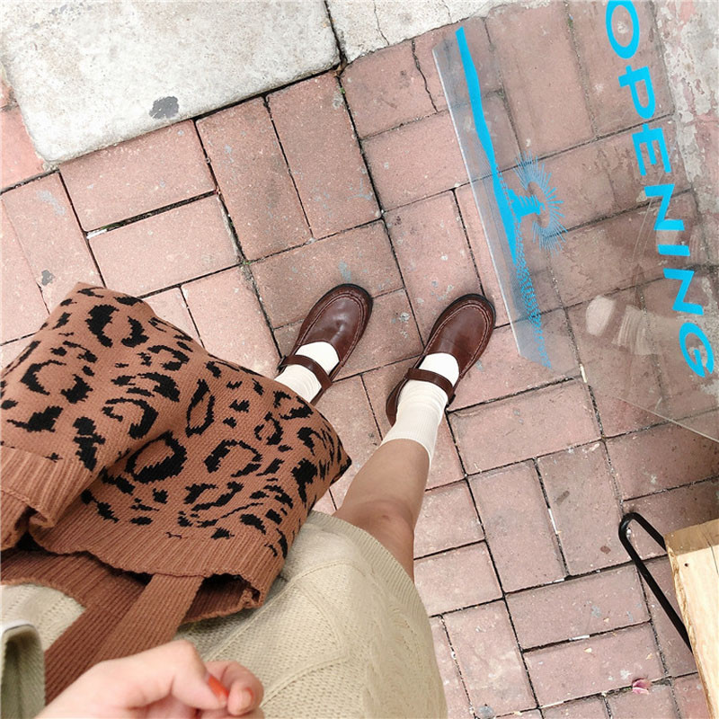 Hylhexyr Fashion Handle Handle Τσάντες Γυναικείες πλεκτές τσάντες αγορών Πτυσσόμενη τσάντα ύφανσης λεοπάρδαλης εκτύπωσης Τσάντες ώμου Casual Totes