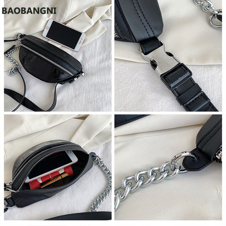 Splice νάιλον Γυναικεία αλυσίδα τσάντα στήθους Τσάντες χιαστί για γυναίκες Τσάντες ώμου Μικρό PU Δερμάτινο γυναικείο πακέτο μέσης