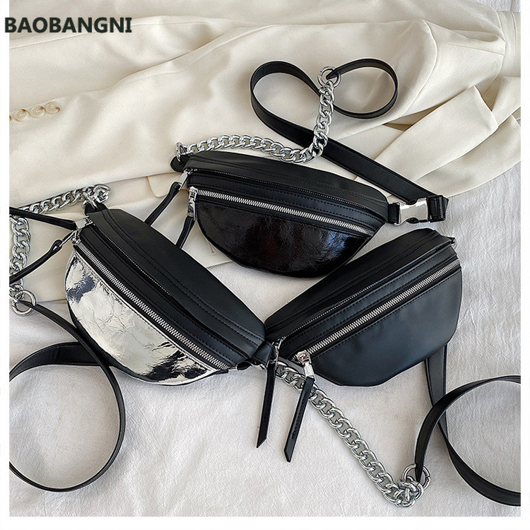Splice νάιλον Γυναικεία αλυσίδα τσάντα στήθους Τσάντες χιαστί για γυναίκες Τσάντες ώμου Μικρό PU Δερμάτινο γυναικείο πακέτο μέσης