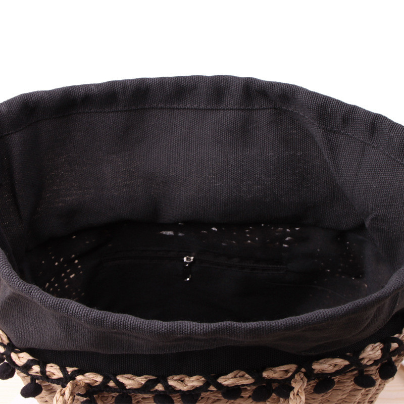 YoReAi Straw Woven Τσάντα Γυναικεία χειροποίητη τσάντα σε σχήμα φεγγαριού Tassel Rattan Drawstring Leisure Beach Τσάντες με έναν ώμο Messenger