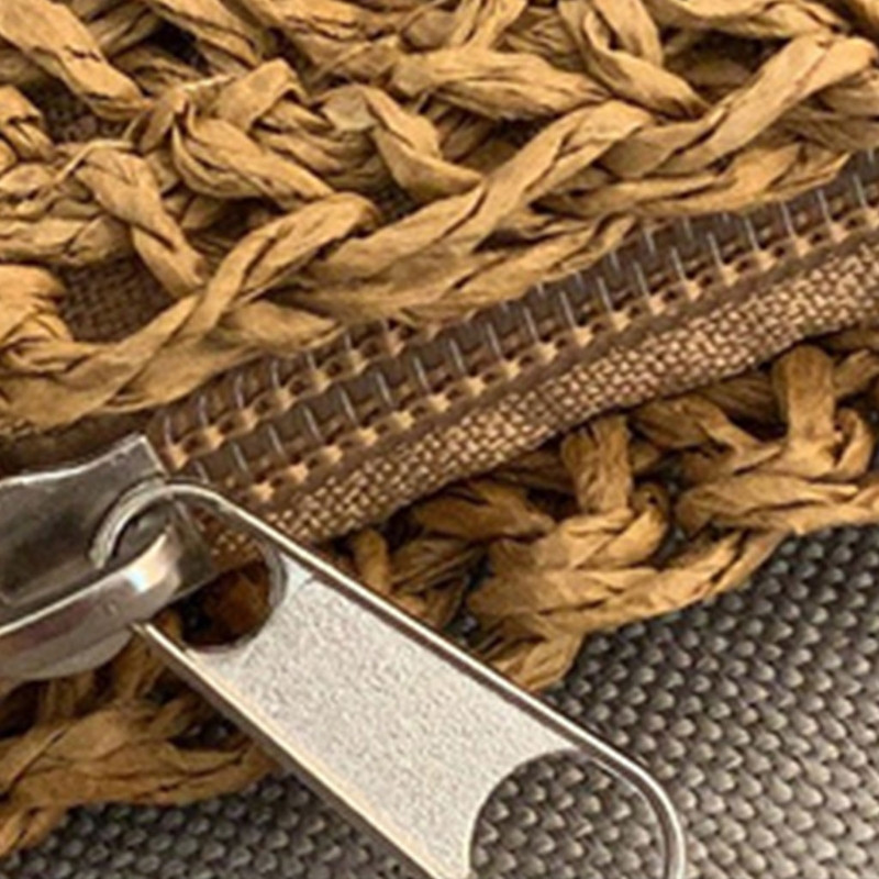 Női strand szőtt szalma válltáska Boho horgolt horgolt kézitáska makramé pénztárcával.