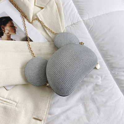 Γυαλιστερή στρας βραδινή τσάντα συμπλέκτη Χαριτωμένη χρυσή τσάντα κουνελιού πολυτελής αλυσίδα τσάντα ώμου χιαστί για γυναικεία τσάντα τηλεφώνου