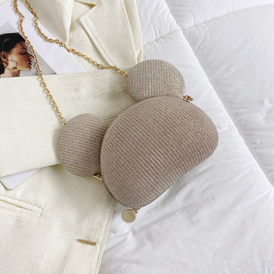 Γυαλιστερή στρας βραδινή τσάντα συμπλέκτη Χαριτωμένη χρυσή τσάντα κουνελιού πολυτελής αλυσίδα τσάντα ώμου χιαστί για γυναικεία τσάντα τηλεφώνου