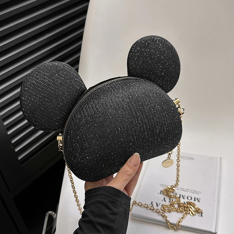 Γυαλιστερή στρας βραδινή τσάντα συμπλέκτη Χαριτωμένη χρυσή τσάντα κουνελιού πολυτελής αλυσίδα τσάντα ώμου χιαστί για γυναικεία τσάντα τηλεφώνου