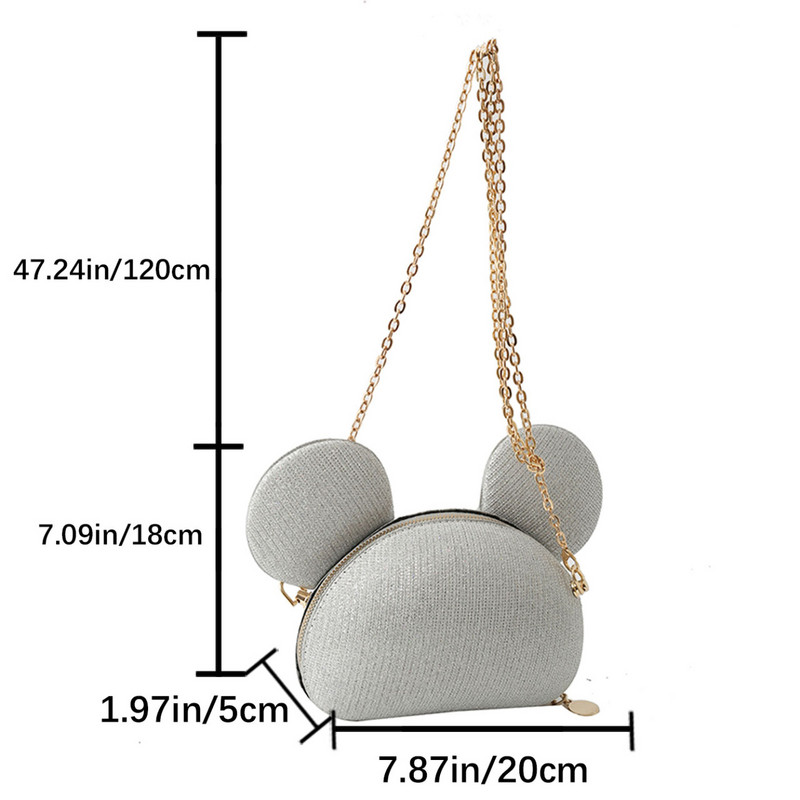 Γυαλιστερή στρας βραδινή τσάντα συμπλέκτη Χαριτωμένη χρυσή τσάντα κουνελιού πολυτελής αλυσίδα τσάντα ώμου χιαστί για γυναικεία τσάντα τηλεφώνου