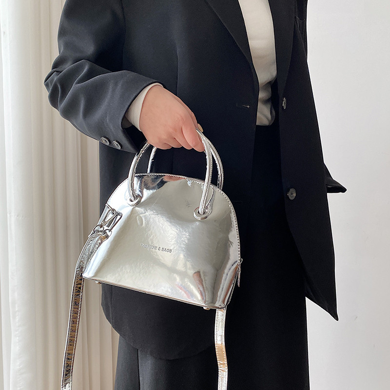 Klassikaline Shelli käekott naistele 2023, uus läikiv särav mini-Clutch kotid naistele, puhast värvi kullast nahast Crossbody kotid trendikas kott