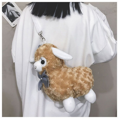 Γυναικεία τσάντα ώμου MBTI Cute Alpaca Doll Kawaii Fluffy Soft Trend Πορτοφόλι με κέρματα Ζώο Γυναικείες απλές τσάντες χιαστί για κορίτσια