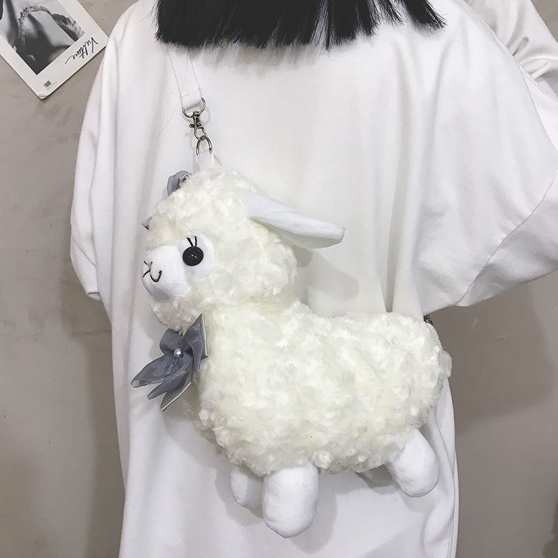 Γυναικεία τσάντα ώμου MBTI Cute Alpaca Doll Kawaii Fluffy Soft Trend Πορτοφόλι με κέρματα Ζώο Γυναικείες απλές τσάντες χιαστί για κορίτσια