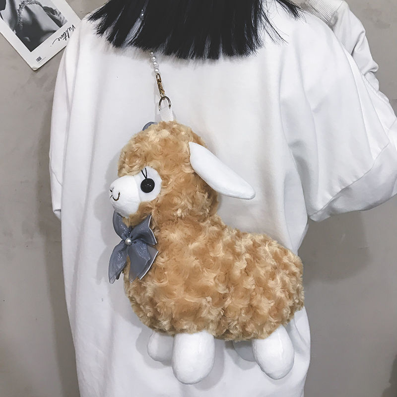 Γυναικεία τσάντα ώμου MBTI Cute Alpaca Doll Kawaii Fluffy Soft Trend Πορτοφόλι με κέρματα Ζώο Γυναικείες απλές τσάντες χιαστί για κορίτσια