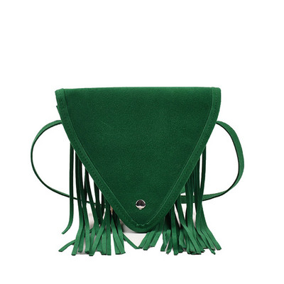 Νέα μονόχρωμη μονόχρωμη τσάντα τριγώνου κοριτσιού με μονόχρωμη φούντα