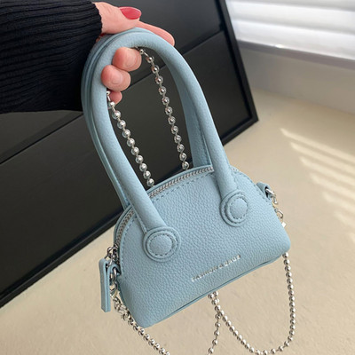 Γυναικείες μόδας μονόχρωμες μίνι Pu δερμάτινες τσάντες με κοχύλι 2023 Γυναικείες τσάντες ώμου μάρκας με αλυσίδα Τσάντες πάρτι