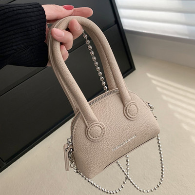 Γυναικείες μόδας μονόχρωμες μίνι Pu δερμάτινες τσάντες με κοχύλι 2023 Γυναικείες τσάντες ώμου μάρκας με αλυσίδα Τσάντες πάρτι