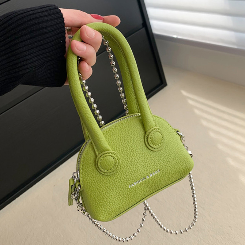 Γυναικείες μόδας μονόχρωμες μίνι Pu δερμάτινες τσάντες με κοχύλι 2023 Γυναικείες τσάντες ώμου μάρκας με αλυσίδα Τσάντες πάρτι