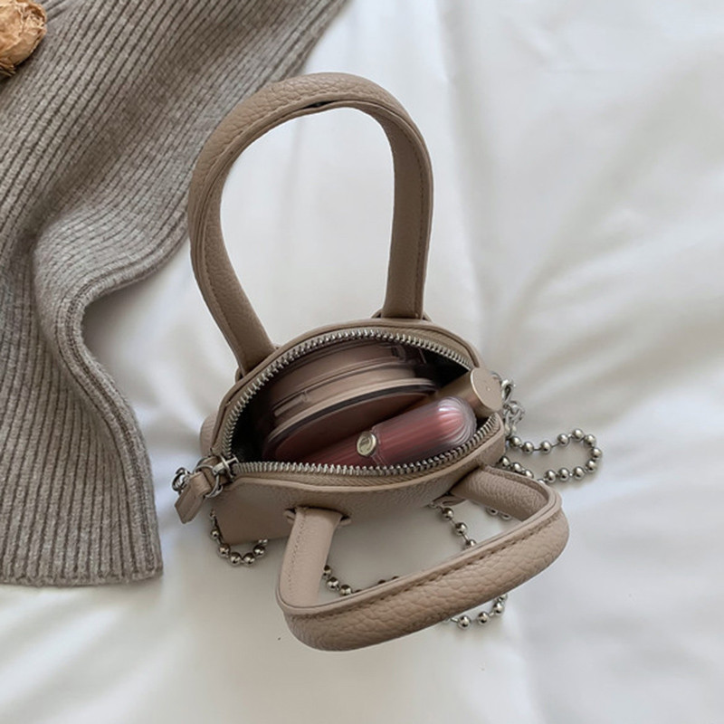 Γυναικείες μόδας μονόχρωμες μίνι Pu δερμάτινες τσάντες με κοχύλι 2023 Γυναικείες τσάντες ώμου μάρκας με αλυσίδα Τσάντες πάρτι