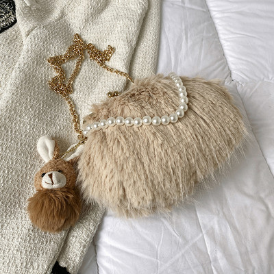 Луксозна вечерна чанта тип клъч от изкуствена кожа Дамска ретро перлена верижка с дръжка Дамска чанта Shell Портмоне за парти дамска марка Чанти през тялото