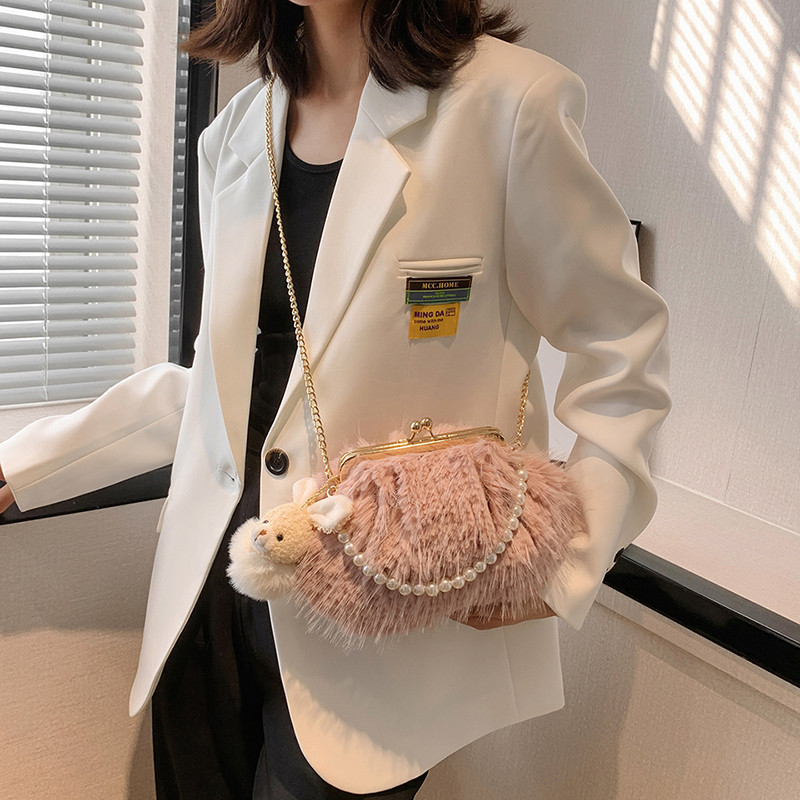 Луксозна вечерна чанта тип клъч от изкуствена кожа Дамска ретро перлена верижка с дръжка Дамска чанта Shell Портмоне за парти дамска марка Чанти през тялото