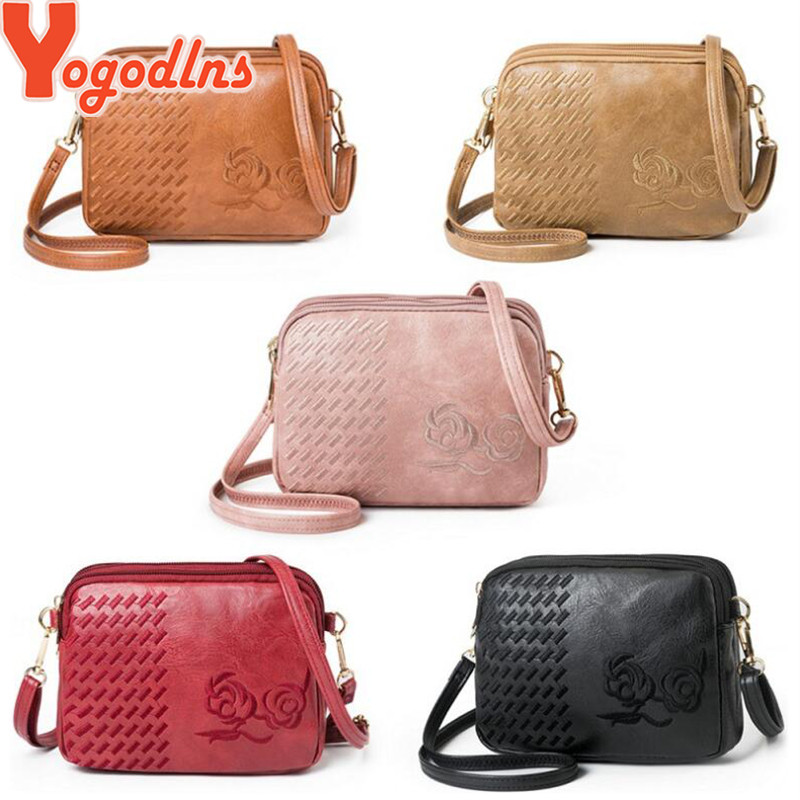 Yogodlns Genți crossbody cu trei compartimente noi pentru femei, geantă de umăr mică, broderie, posetă de designer cu flori pentru femei