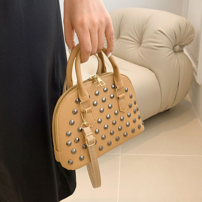 Rivet PU Δερμάτινες γυναικείες τσάντες μόδας Casual τσάντα με κορυφαία λαβή Γυναικείες τσάντες ώμου Απλές εκλεκτές μικρές τσάντες χιαστί τσάντες