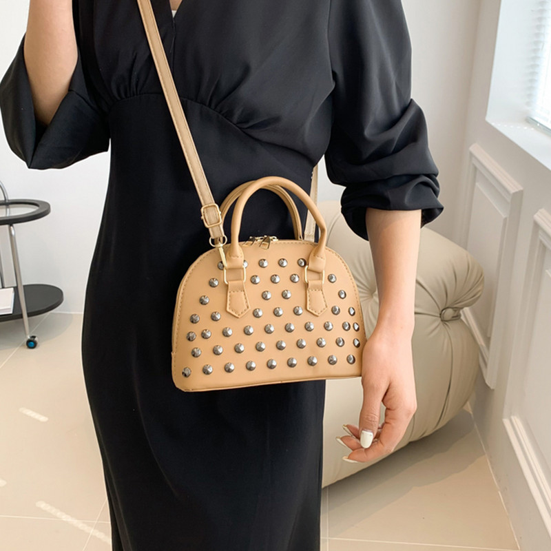 Rivet PU Δερμάτινες γυναικείες τσάντες μόδας Casual τσάντα με κορυφαία λαβή Γυναικείες τσάντες ώμου Απλές εκλεκτές μικρές τσάντες χιαστί τσάντες