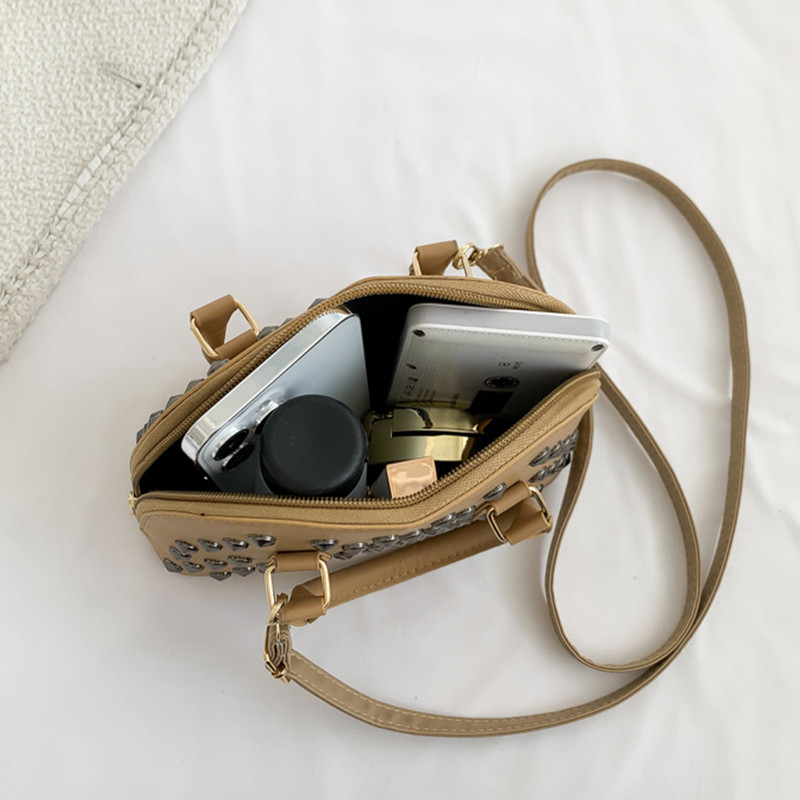 Rivet PU Δερμάτινες γυναικείες τσάντες μόδας Casual τσάντα με κορυφαία λαβή Γυναικείες τσάντες ώμου Απλές εκλεκτές μικρές τσάντες χιαστί τσάντες