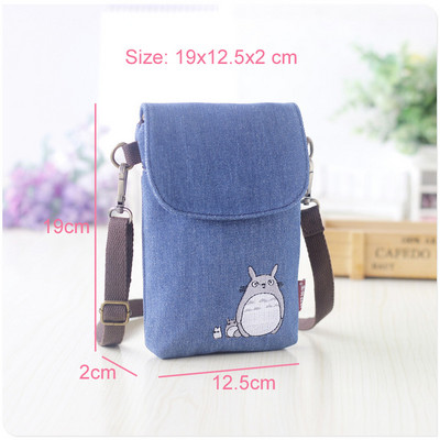 2022 Cartoon Neighbor Totoro naiste kott Mini käekotid Naiste õlakotid Lõuend käekotid Tüdrukud Tõmblukuga mobiiltelefoni kott