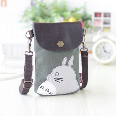 2022 Cartoon Neighbor Totoro naiste kott Mini käekotid Naiste õlakotid Lõuend käekotid Tüdrukud Tõmblukuga mobiiltelefoni kott