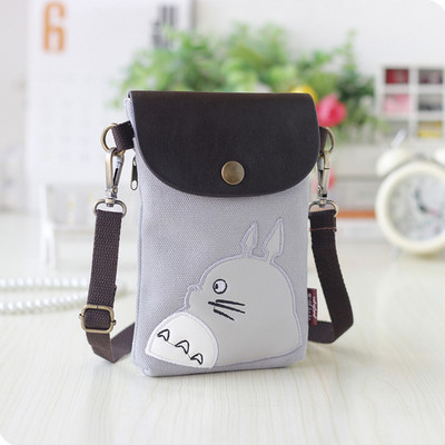 2022 Cartoon Neighbor Totoro naiste kott Mini käekotid Naiste õlakotid Lõuend käekotid Tüdrukud Tõmblukuga mobiiltelefoni kott