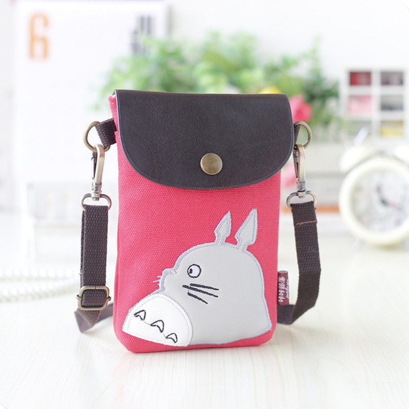 2022 Cartoon Neighbor Totoro naiste kott Mini käekotid Naiste õlakotid Lõuend käekotid Tüdrukud Tõmblukuga mobiiltelefoni kott