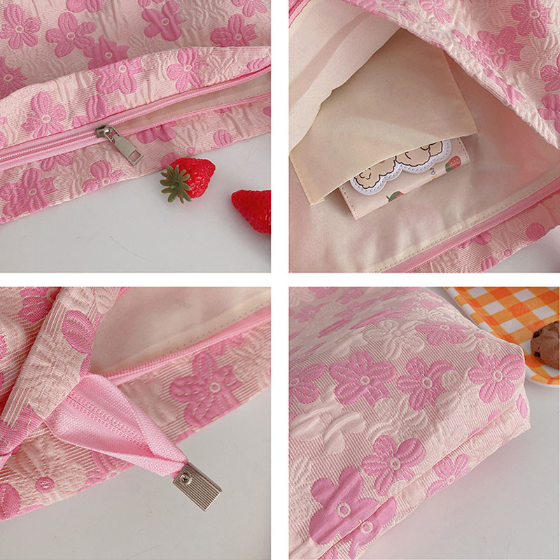 Hylhexyr πλισέ τσάντα γυναικεία τσάντα ώμου ροζ Πακέτο λουλουδιών Cute casual totes Κοριτσίστικες τσάντες Messenger Φερμουάρ