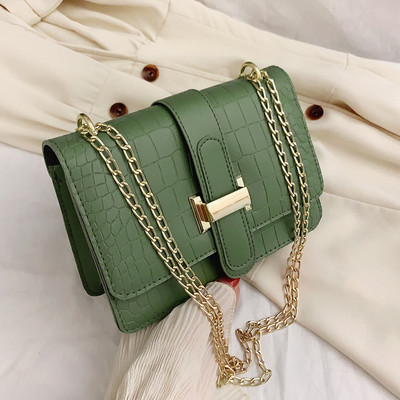 Луксозни каменни дамски чанти с кръстосано рамо Модни вериги от PU кожа Дамски чанти Пратеска чанта Малка квадратна чанта