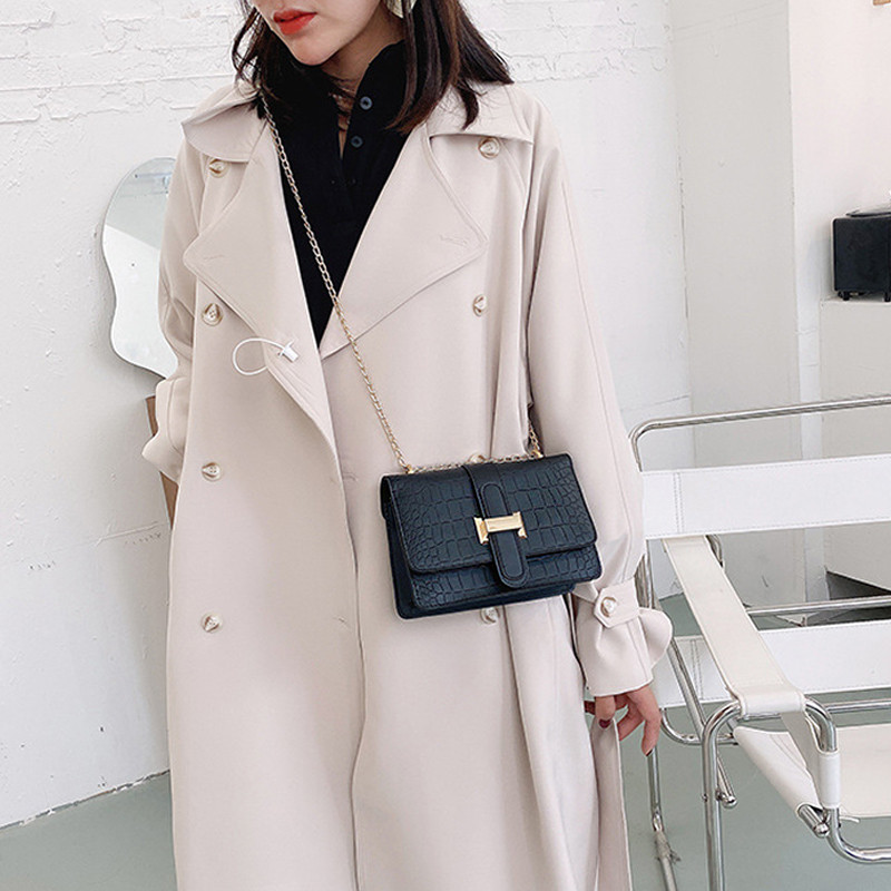 Luksuslik kivimustriga naiste õlakotid, õlakotid, mood, PU-nahast ketid, käekotid, käekott Väike kandiline kott