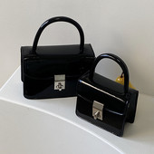 Fashion Lock Γυναικεία μικρή τετράγωνη τσάντα ώμου Νέα λουστρίνι λουστρίνι γυναικεία τσάντα τσάντα συμπλέκτη με αλυσίδα γυναικεία μοντέρνα τσάντες αγγελιαφόρου