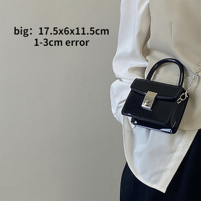 Fashion Lock Γυναικεία μικρή τετράγωνη τσάντα ώμου Νέα λουστρίνι λουστρίνι γυναικεία τσάντα τσάντα συμπλέκτη με αλυσίδα γυναικεία μοντέρνα τσάντες αγγελιαφόρου