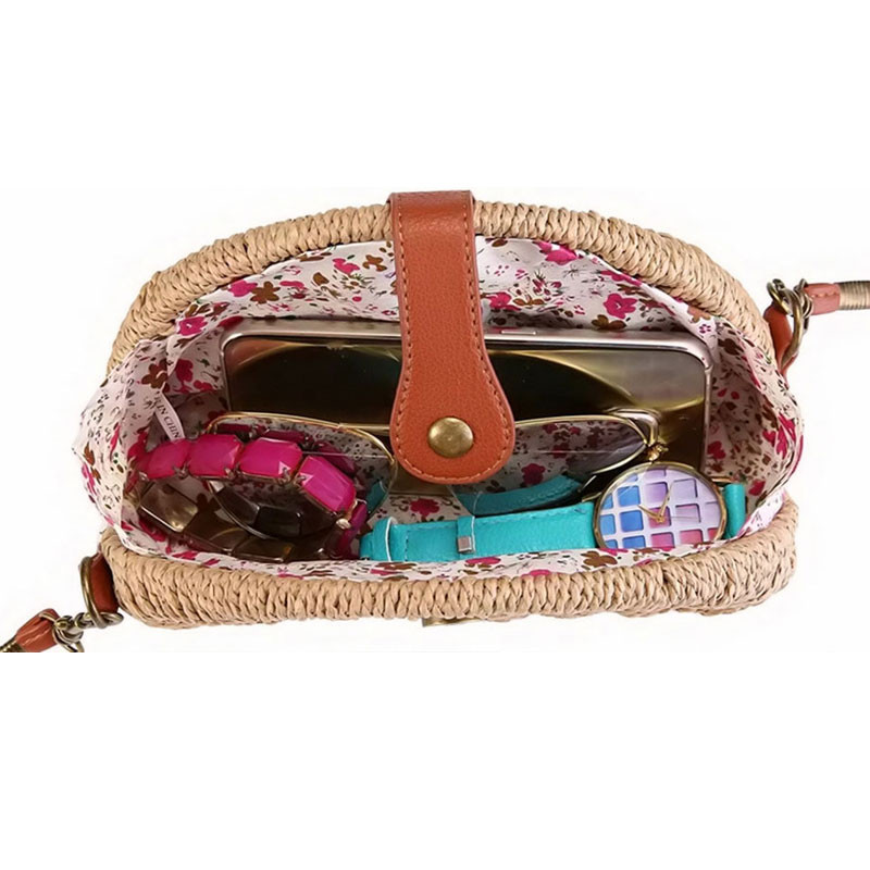 2021 Νέα χειροποίητη ψάθινη τσάντα ώμου Καλοκαιρινή γυναικεία υφαντή τσάντα ράταν Bohemia Beach Lady Lady πορτοφόλια ταξιδιού και τσάντα για διακοπές με ψάθινο πακέτο