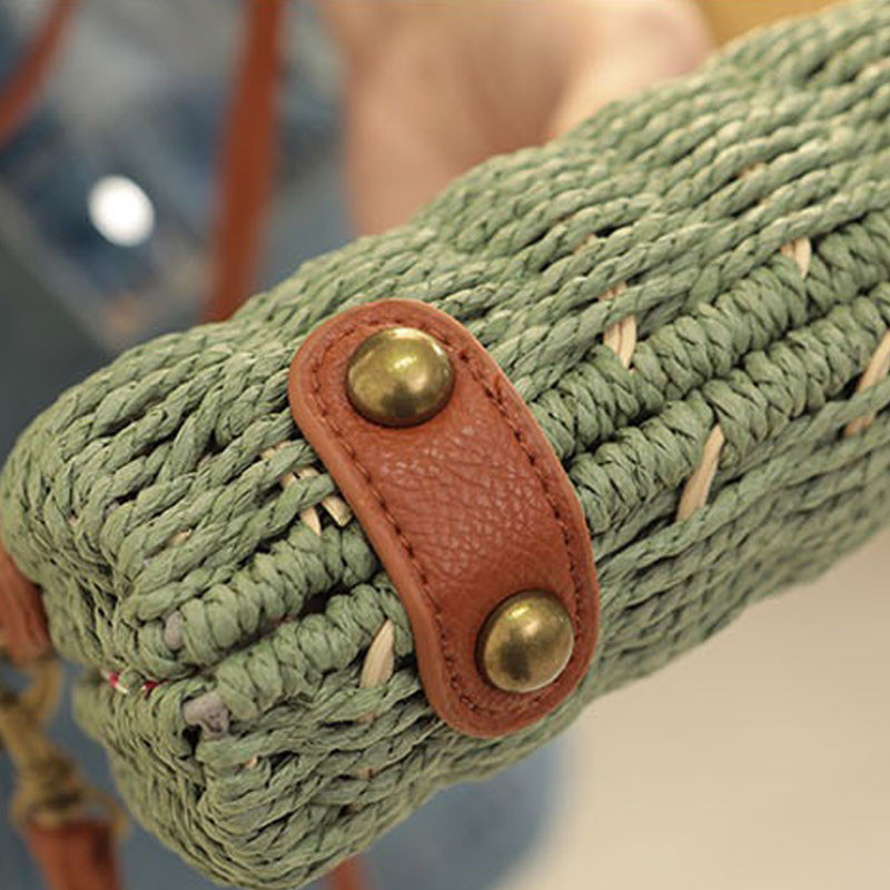 2021 Νέα χειροποίητη ψάθινη τσάντα ώμου Καλοκαιρινή γυναικεία υφαντή τσάντα ράταν Bohemia Beach Lady Lady πορτοφόλια ταξιδιού και τσάντα για διακοπές με ψάθινο πακέτο