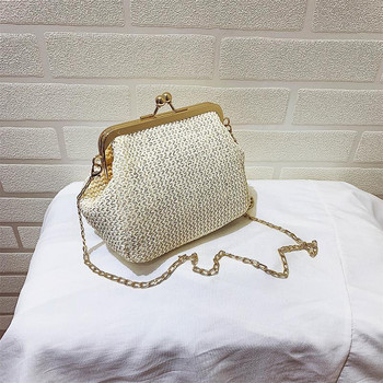 Chain Straw Kiss Lock Shell Дамски чанти Ретро дизайнерска чанта Дамска чанта през рамо Crossbody