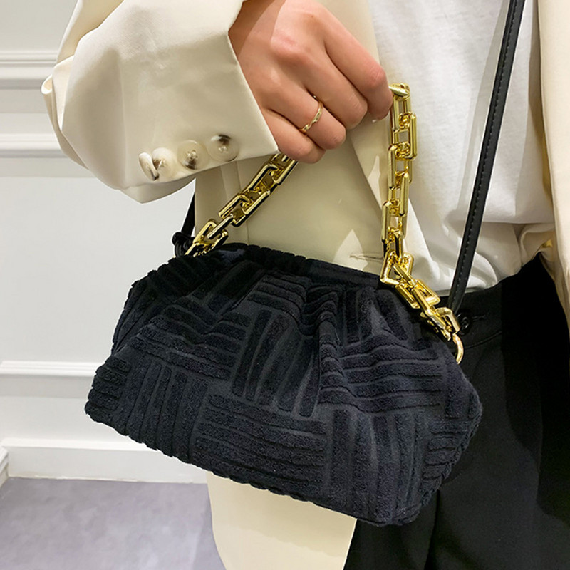 Πολυτελής υφασμάτινη πετσέτα σχεδιαστή τσάντα σύννεφο για γυναίκες 2022 Μόδα ακρυλικές αλυσίδες πουγκί Γυναικεία τσάντα μάρκες Τσάντα ώμου χιαστί