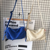 Женска High Street рециклирана памучна материя Мини малък размер Странична чанта за през рамо Студентска чанта за телефон Klein Синя чанта през рамо