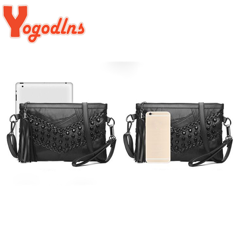 Yogodlns Vintage torba na rame sa zakovicama Ženska crna mala kurirska torba PU kožna torba preko ramena Ženska torbica za kupnju bolsos sac