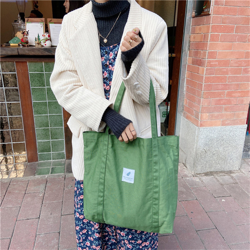 Retro naiste õlakott Lihtne ühevärviline väike värske lõuendist kott Kirjanduslik naiste pandlaga kandekott Suure mahutavusega käekott