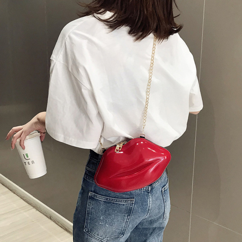 Нова дамска чанта за през рамо с принт на устни за 2023 г. Тенденционна марка Pure Color Дамска чанта Луксозни дизайнерски дамски чанти