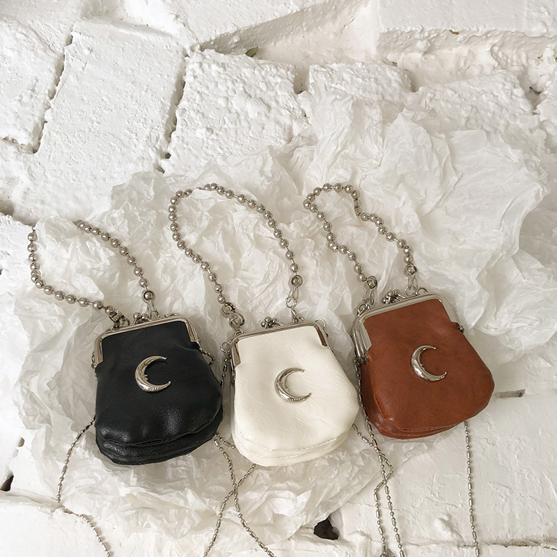 PU-nahast naiste moon Väike õlakott Moekett Naiste Shell Crossbody kotid Retro disainiga naiste minimündikott käekotid