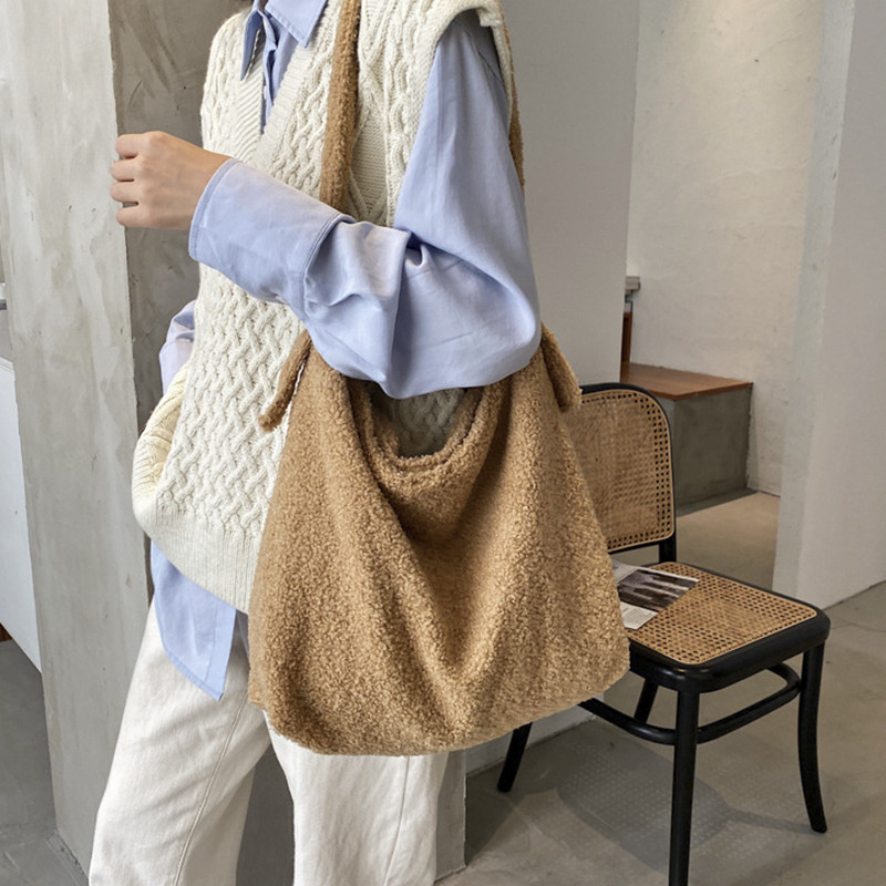 Γυναικείες τσάντες για γυναικείες τσάντες σχεδιαστών Απλή μόδα μαλακή τσόχα Αγορά Τσάντες ώμου μεγάλης χωρητικότητας χιαστί