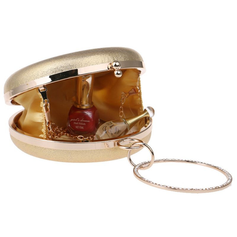 Ümmarguse kujuga naiste õhtukotid Teemantidega lihtsad sidurid kett õlakotid Kuld