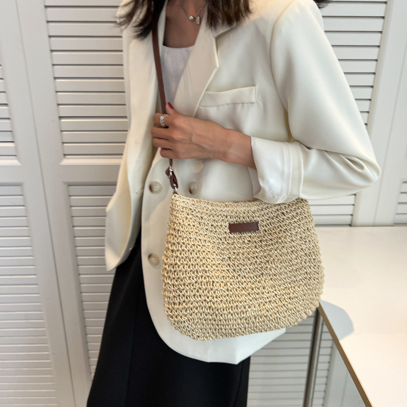 Naiste moe suvine õlgkott Naistele rannapuhkuseks ostlemine Kootud õlakott Käekott, rahakotid