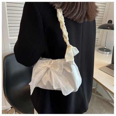 Γυναικεία τσάντα ώμου Ευέλικτη MBTI White Bow 2023 Καλοκαιρινή και Φθινοπωρινή μόδα Νέα πλισέ τσάντα Cloud για γυναίκες Δωρεάν αποστολή