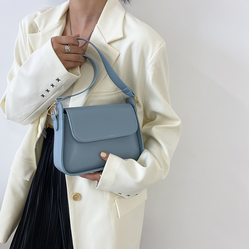 Moodne naiste käekott Ühevärviline õlakott Aluskott Toes Kaenlaaluse Vintage ülemise käepidemega kott Väike alamkäekott Sidur