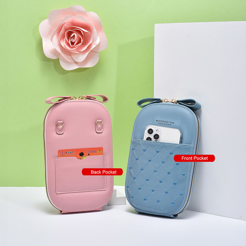 Луксозни дамски телефонни чанти за телефони PU кожени мини сладки чанти през рамо Дамски портмонета за монети Чанта през тялото Моден женски портфейл
