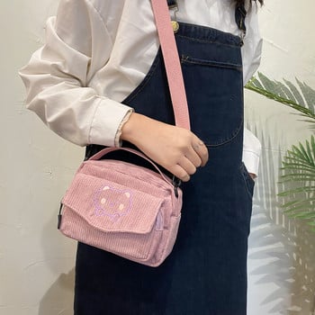 Kawaii Messenger чанта Кадифени чанти Crossbody Малки чанти за съхранение Червило Козметика Чантичка с бродерия Cartoon Bear Пазаруване Дамска чанта Нова